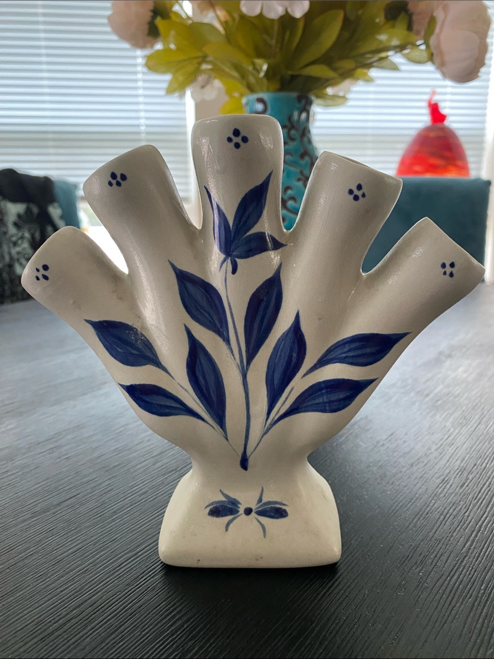 Williamsburg Pottery salt-glazed five-finger bud vase